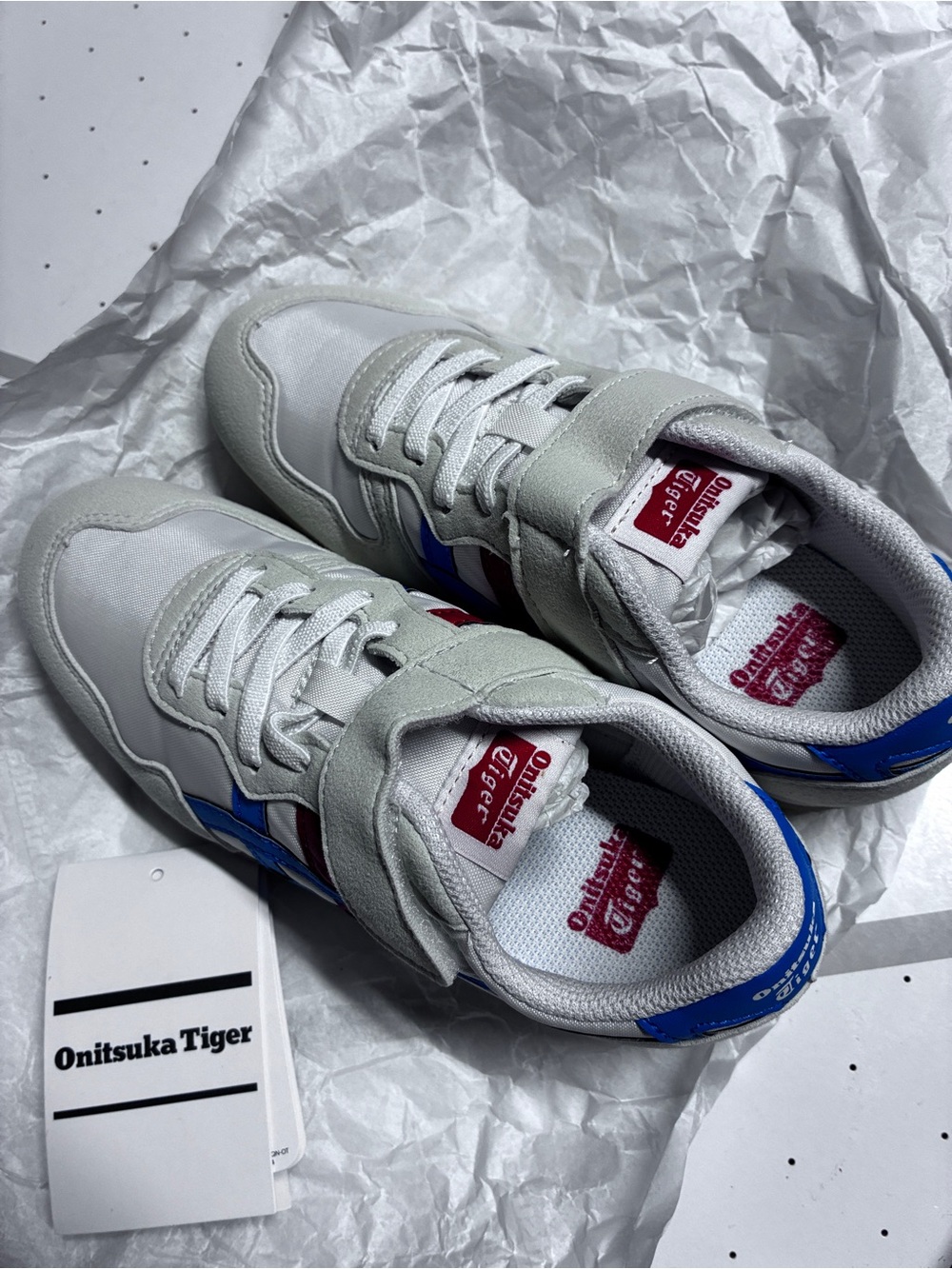 Onitsuka Tiger by Asics Kids Sneakers White with Blue and Red Accents